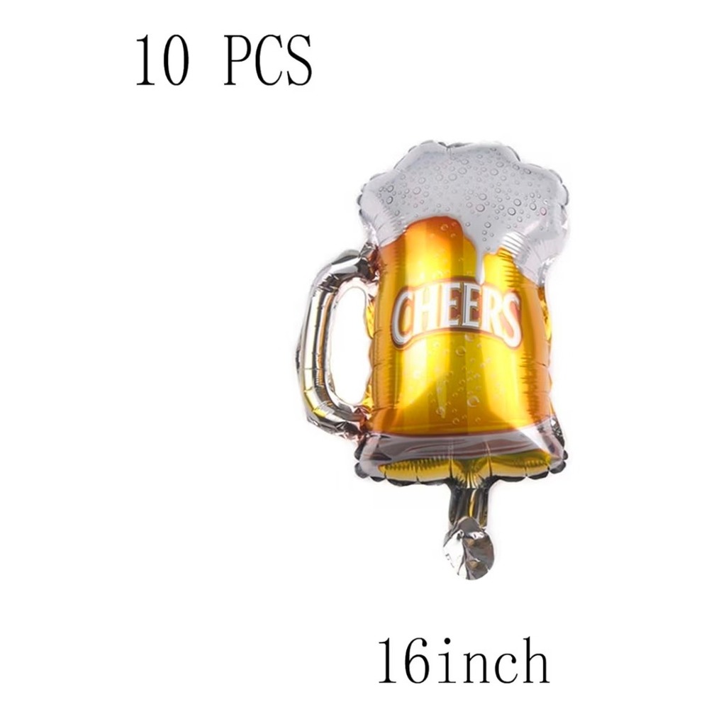 BOGO 10 Pcs Beer Mug Cheers Foil Balloons Gold 16 Inch Mylar Party Decoration - Picture 3 of 4
